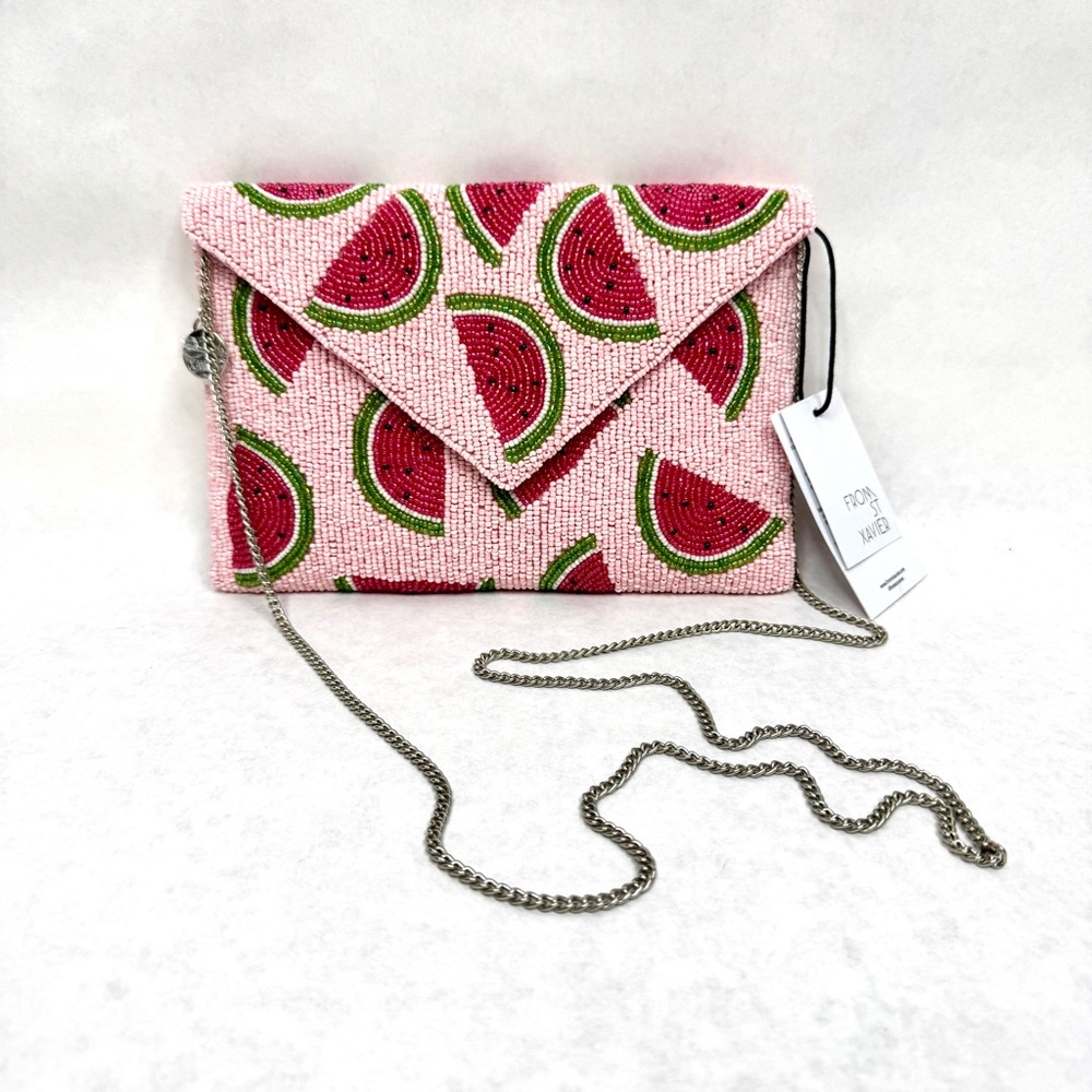 FROM ST XAVIER Juicy Watermelon Pouch Clutch - Pink/Green - Picture 5 of 13